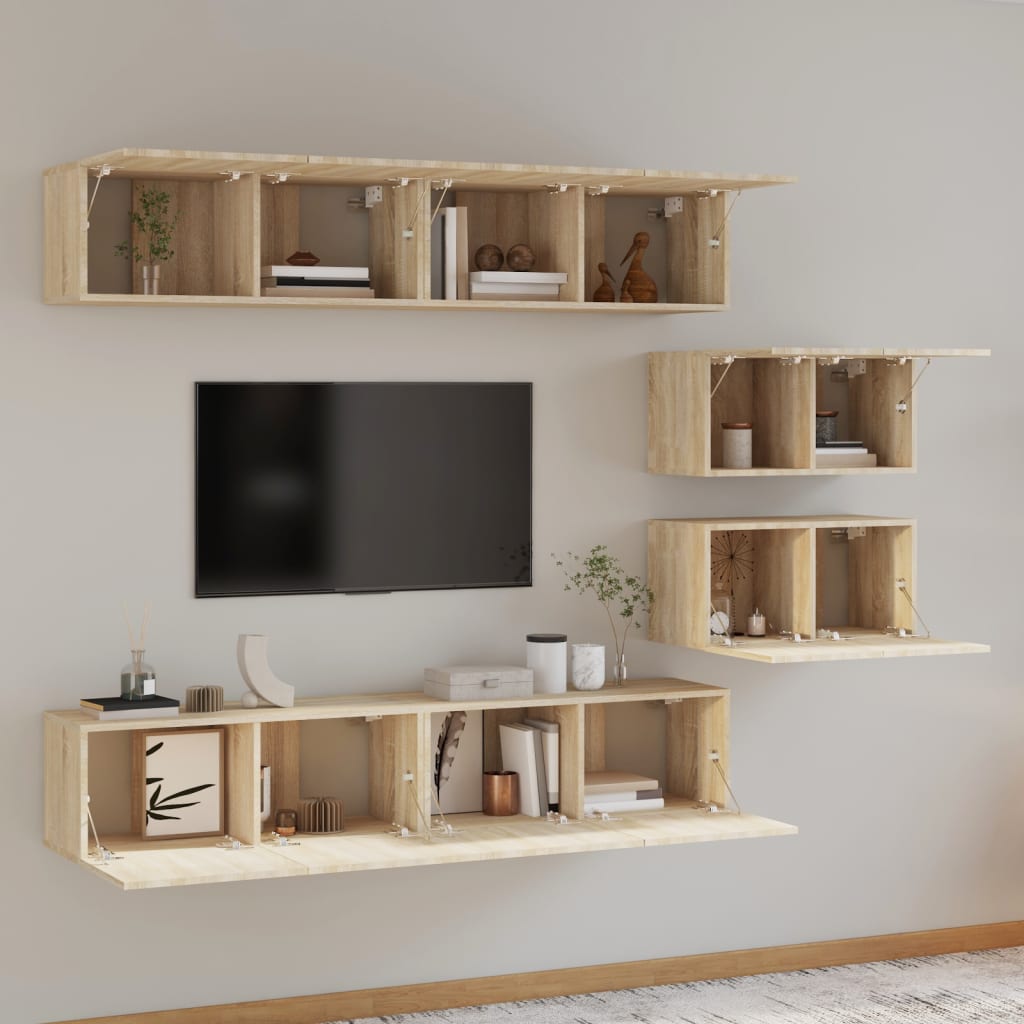 vidaXL 4 Piece TV Cabinet Set Sonoma Oak Engineered Wood