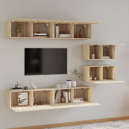 vidaXL 4 Piece TV Cabinet Set Sonoma Oak Engineered Wood