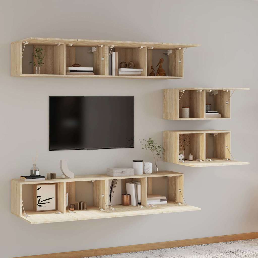 vidaXL 6 Piece TV Cabinet Set Sonoma Oak Engineered Wood
