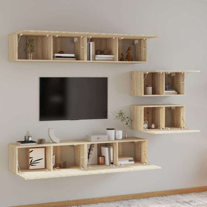 vidaXL 6 Piece TV Cabinet Set Sonoma Oak Engineered Wood