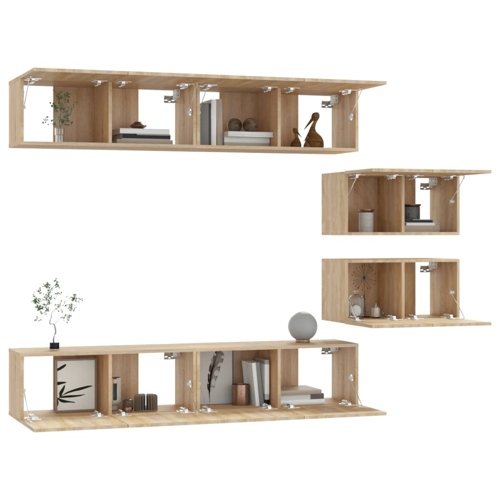 vidaXL 4 Piece TV Cabinet Set Sonoma Oak Engineered Wood