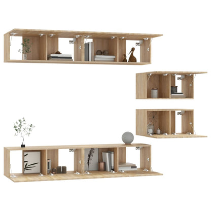 vidaXL 4 Piece TV Cabinet Set Sonoma Oak Engineered Wood