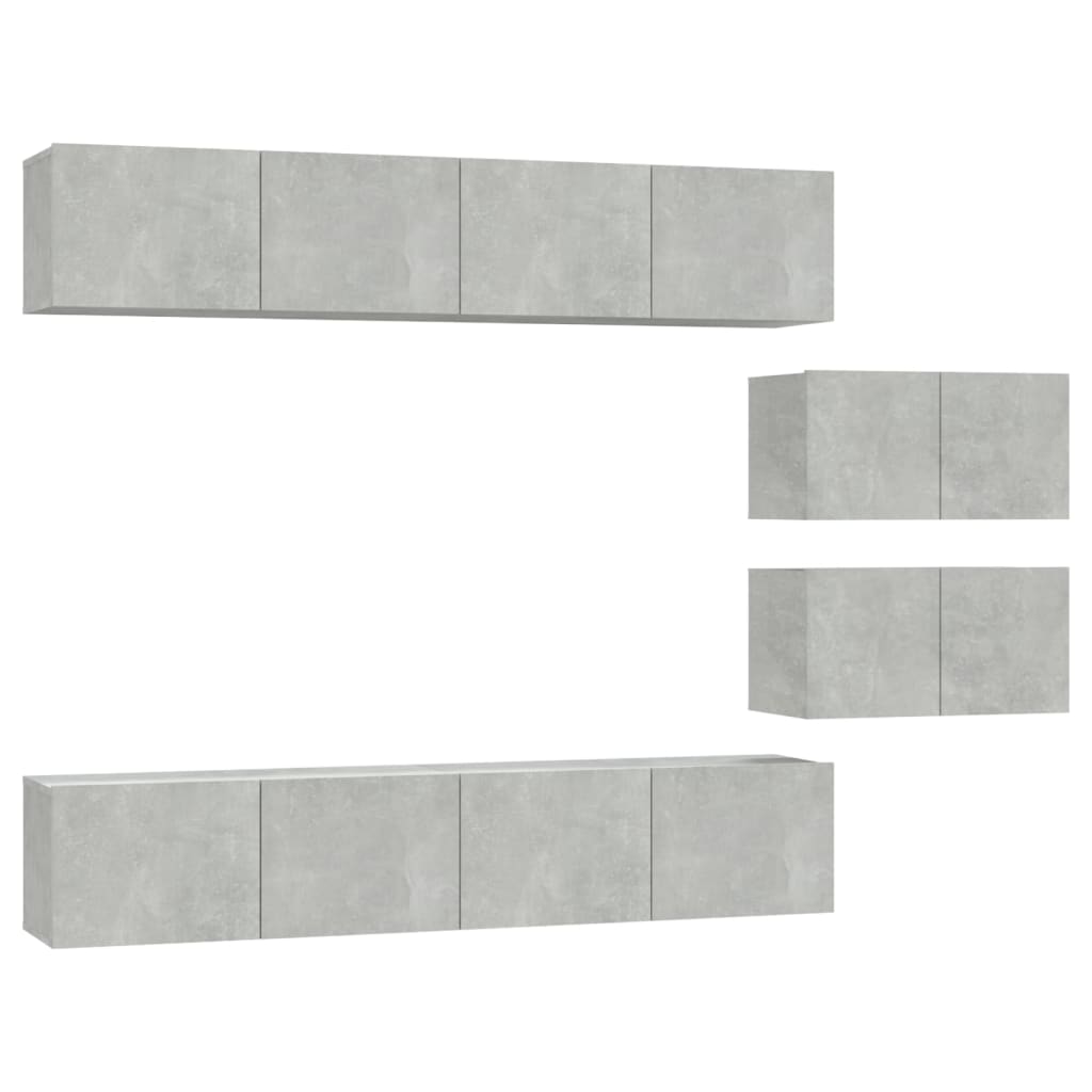 vidaXL 6 Piece TV Cabinet Set Concrete Grey Engineered Wood