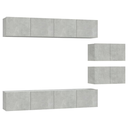 vidaXL 6 Piece TV Cabinet Set Concrete Grey Engineered Wood