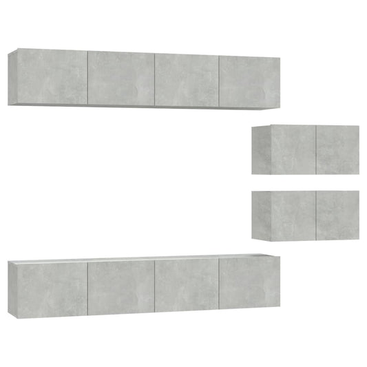 vidaXL 6 Piece TV Cabinet Set Concrete Grey Engineered Wood
