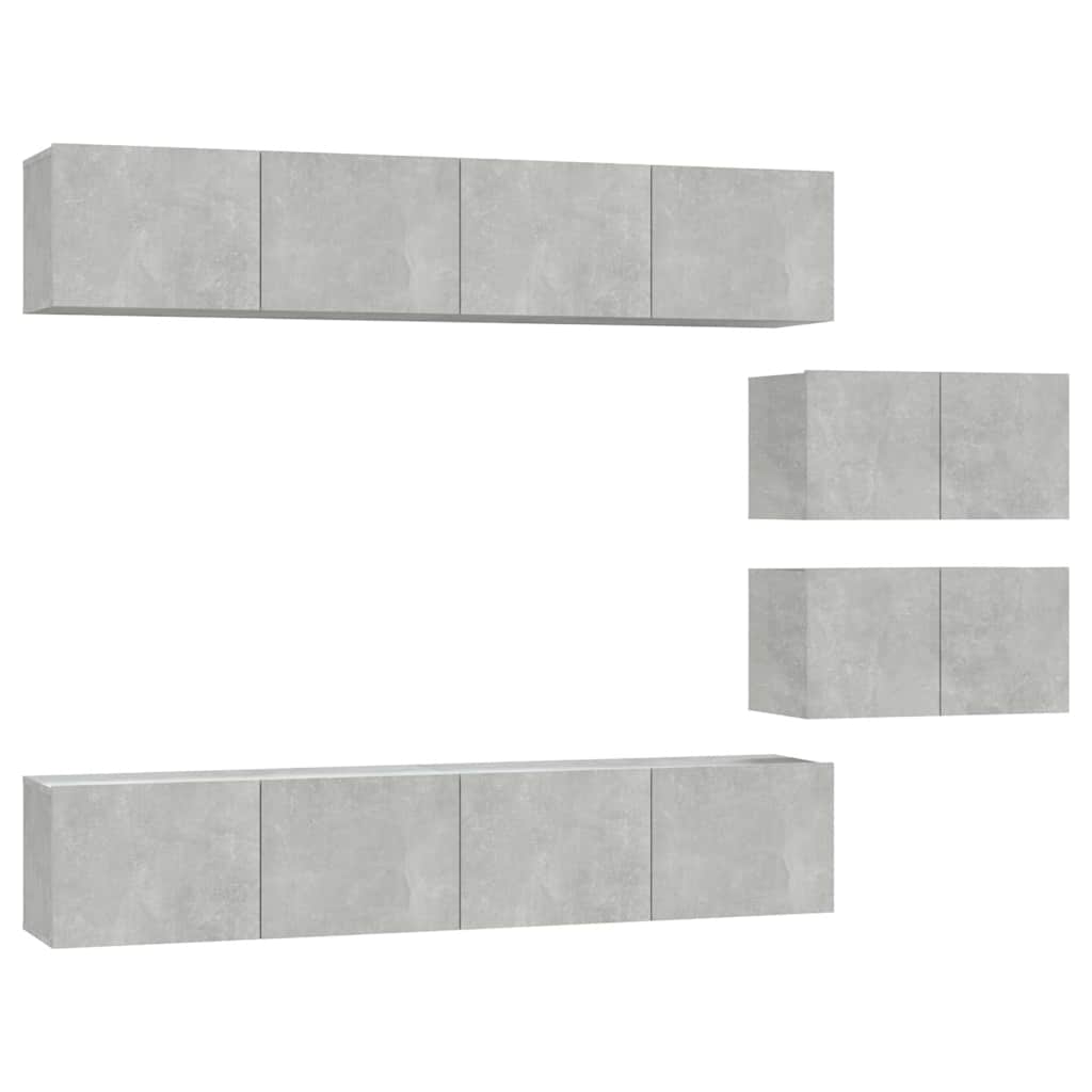 vidaXL 6 Piece TV Cabinet Set Concrete Grey Engineered Wood