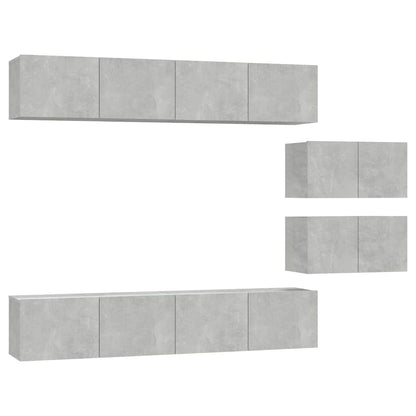 vidaXL 6 Piece TV Cabinet Set Concrete Grey Engineered Wood