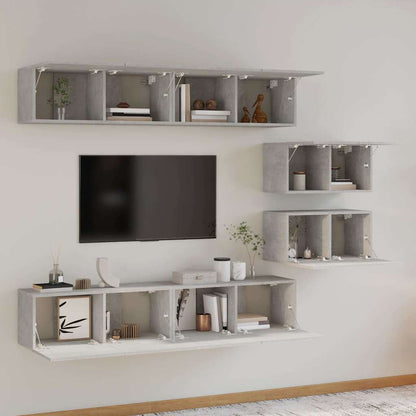 vidaXL 6 Piece TV Cabinet Set Concrete Grey Engineered Wood