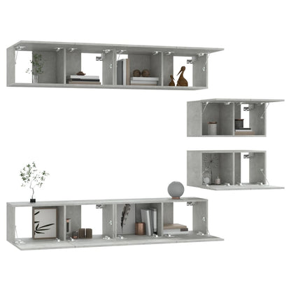 vidaXL 6 Piece TV Cabinet Set Concrete Grey Engineered Wood