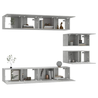 vidaXL 6 Piece TV Cabinet Set Concrete Grey Engineered Wood