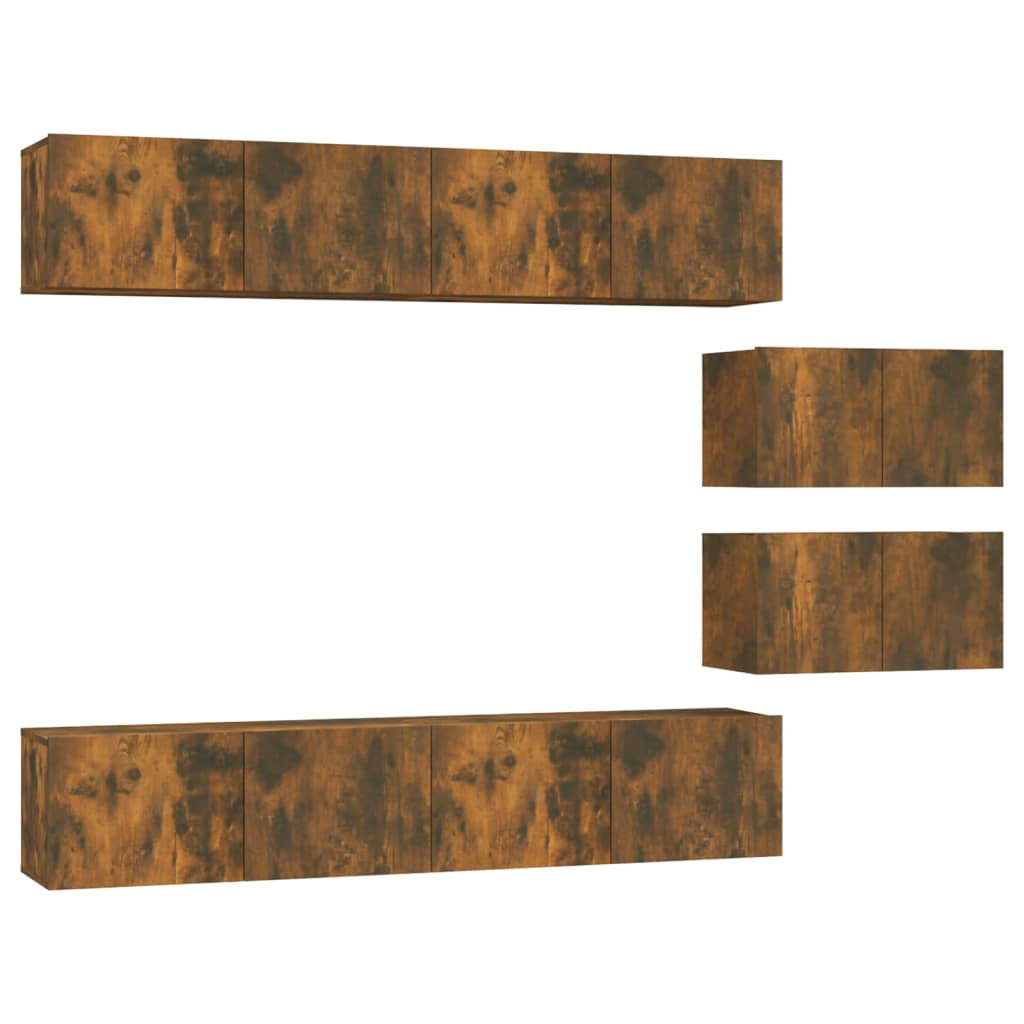 vidaXL 4 Piece TV Cabinet Set Smoked Oak Engineered Wood
