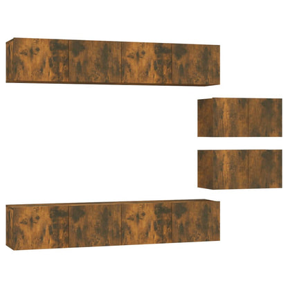 vidaXL 4 Piece TV Cabinet Set Smoked Oak Engineered Wood