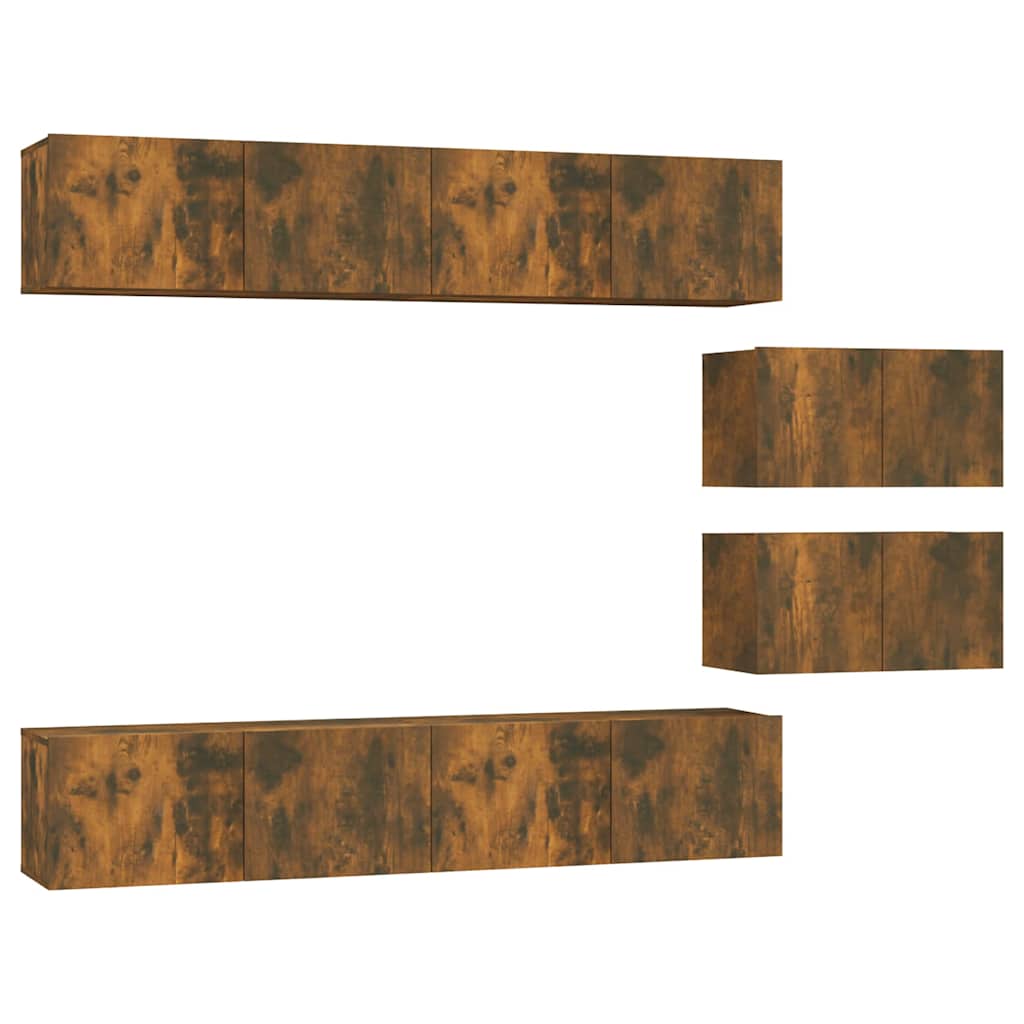vidaXL 6 Piece TV Cabinet Set Smoked Oak Engineered Wood