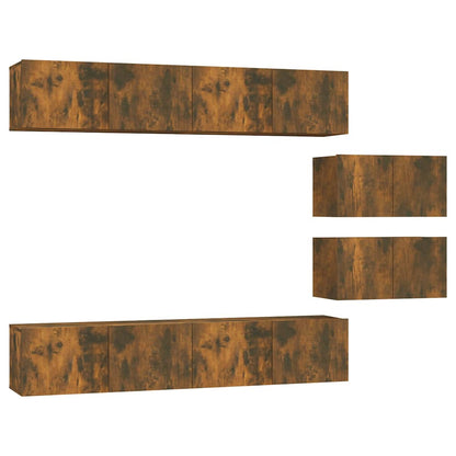 vidaXL 6 Piece TV Cabinet Set Smoked Oak Engineered Wood