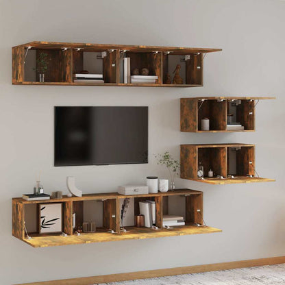 vidaXL 6 Piece TV Cabinet Set Smoked Oak Engineered Wood