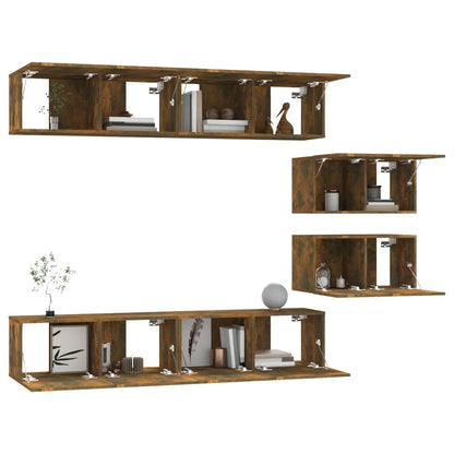 vidaXL 4 Piece TV Cabinet Set Smoked Oak Engineered Wood