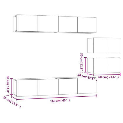 vidaXL 6 Piece TV Cabinet Set Smoked Oak Engineered Wood