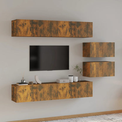vidaXL 4 Piece TV Cabinet Set Smoked Oak Engineered Wood
