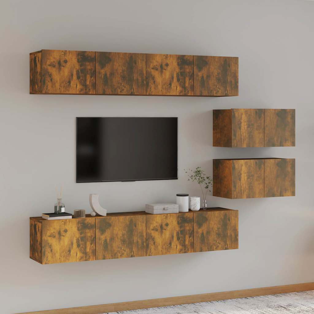 vidaXL 6 Piece TV Cabinet Set Smoked Oak Engineered Wood