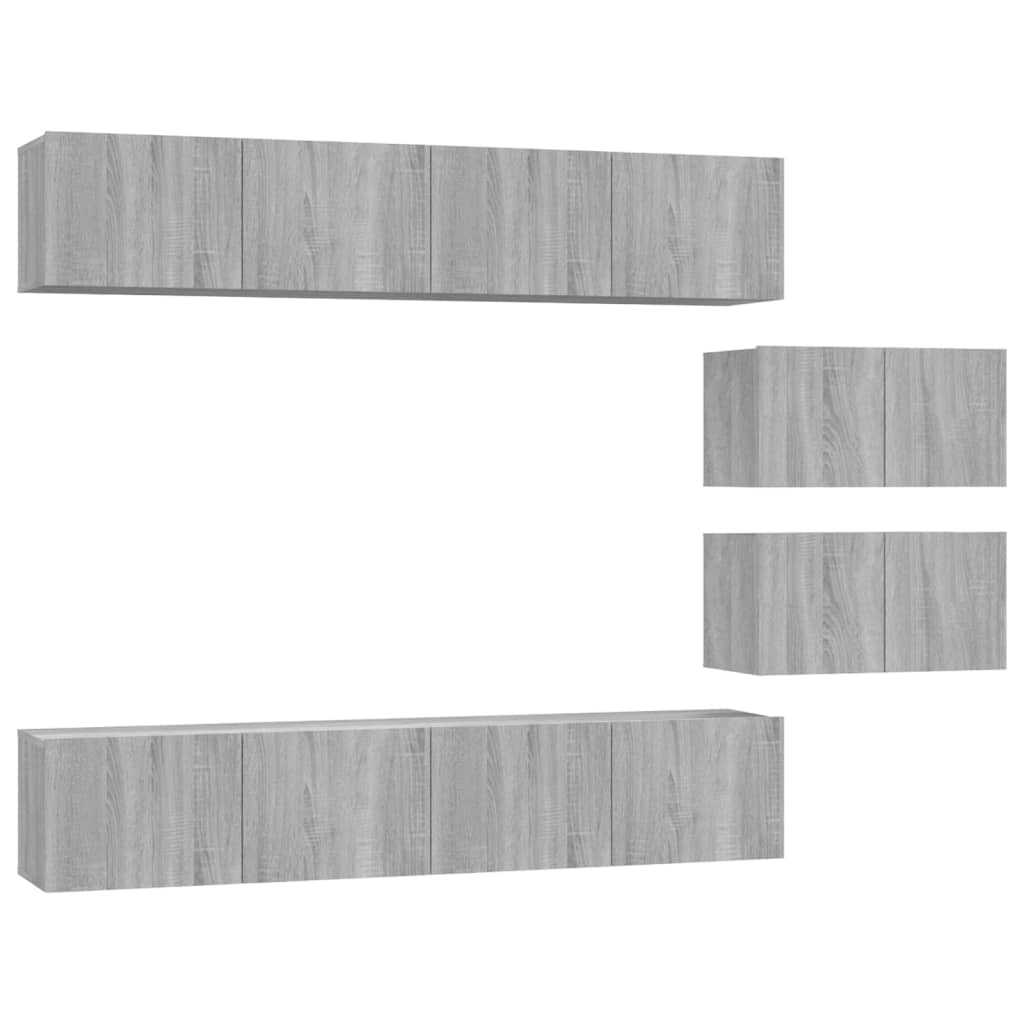vidaXL 4 Piece TV Cabinet Set Grey Sonoma Engineered Wood
