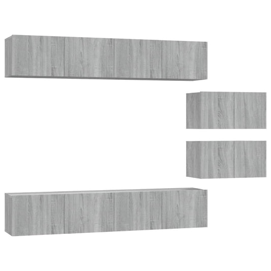 vidaXL 4 Piece TV Cabinet Set Grey Sonoma Engineered Wood