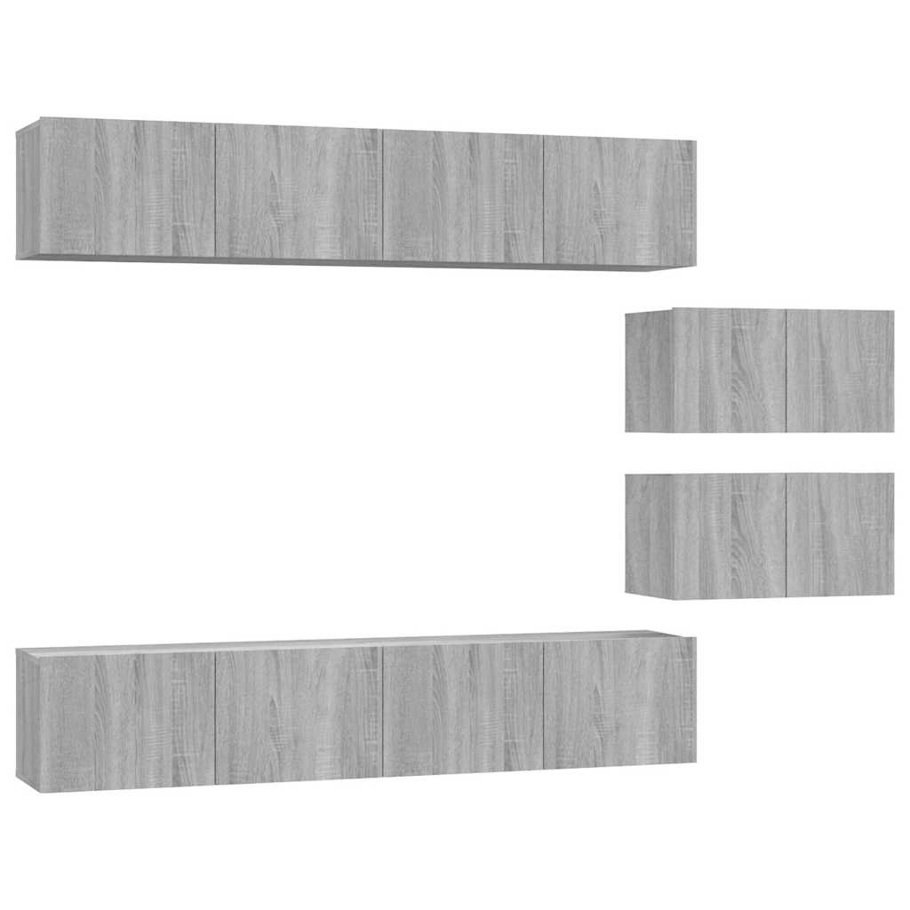 vidaXL 6 Piece TV Cabinet Set Grey Sonoma Engineered Wood