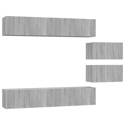 vidaXL 6 Piece TV Cabinet Set Grey Sonoma Engineered Wood