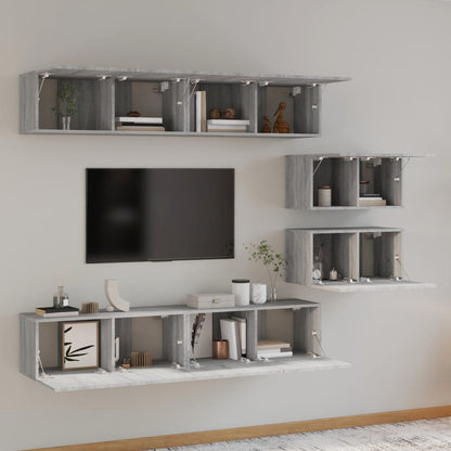 vidaXL 4 Piece TV Cabinet Set Grey Sonoma Engineered Wood