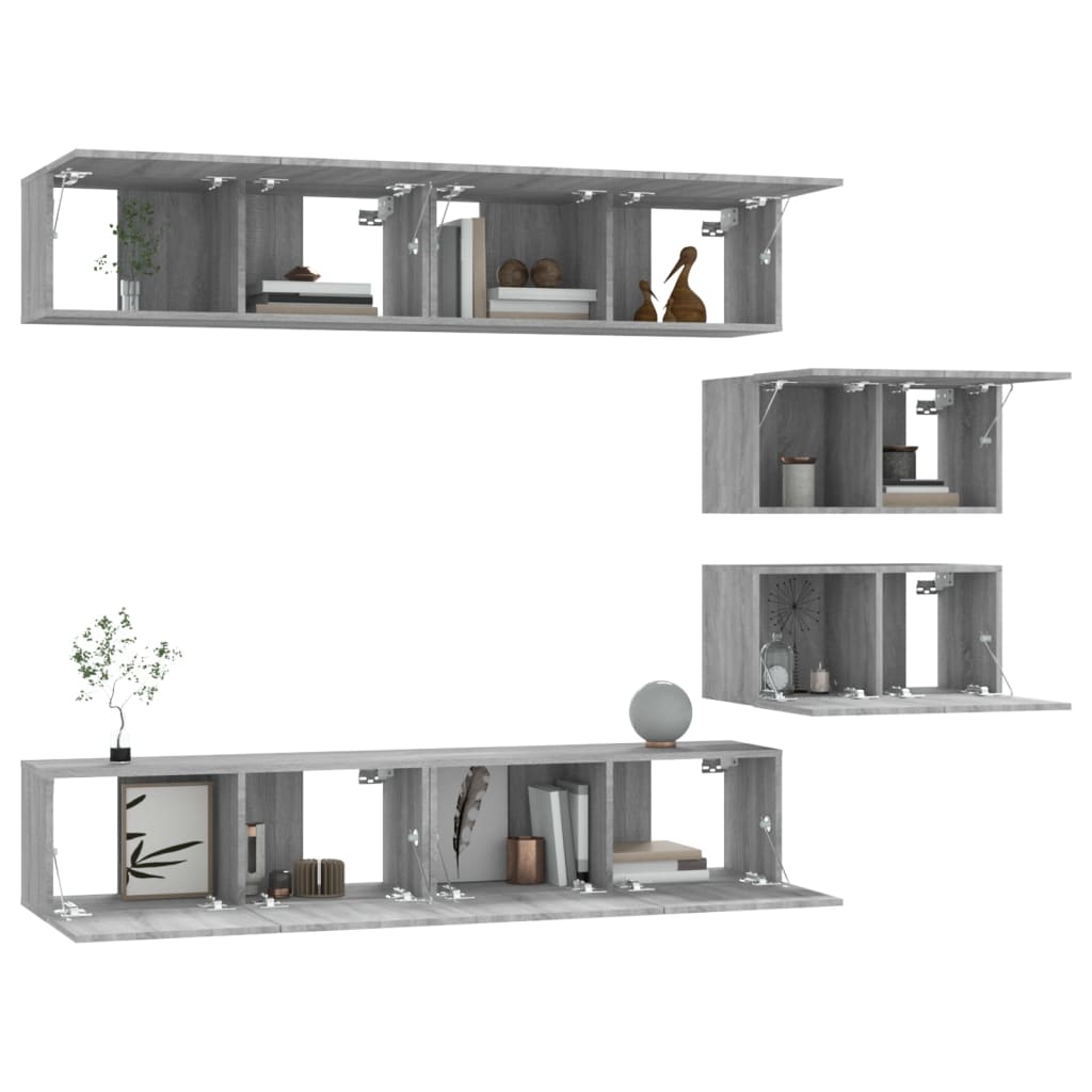 vidaXL 4 Piece TV Cabinet Set Grey Sonoma Engineered Wood