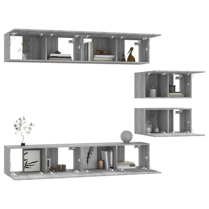 vidaXL 6 Piece TV Cabinet Set Grey Sonoma Engineered Wood