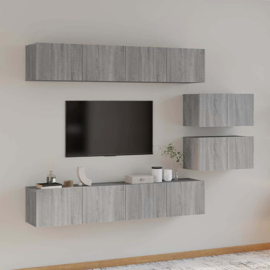 vidaXL 6 Piece TV Cabinet Set Grey Sonoma Engineered Wood