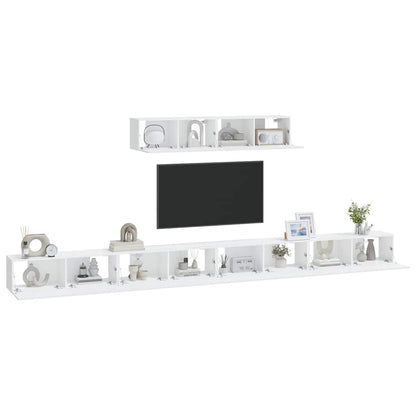 vidaXL 6 Piece TV Cabinet Set White Engineered Wood