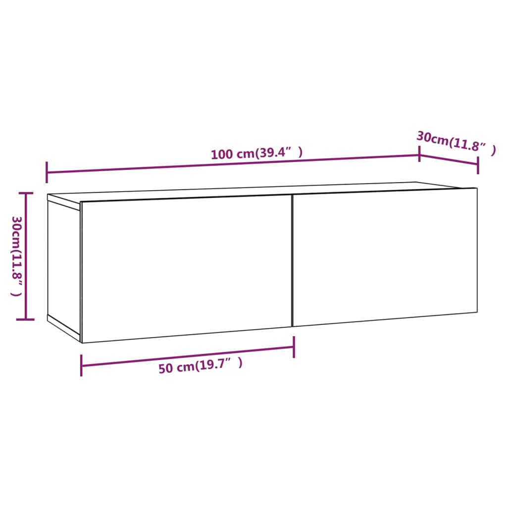 vidaXL 4 Piece TV Cabinet Set White Engineered Wood