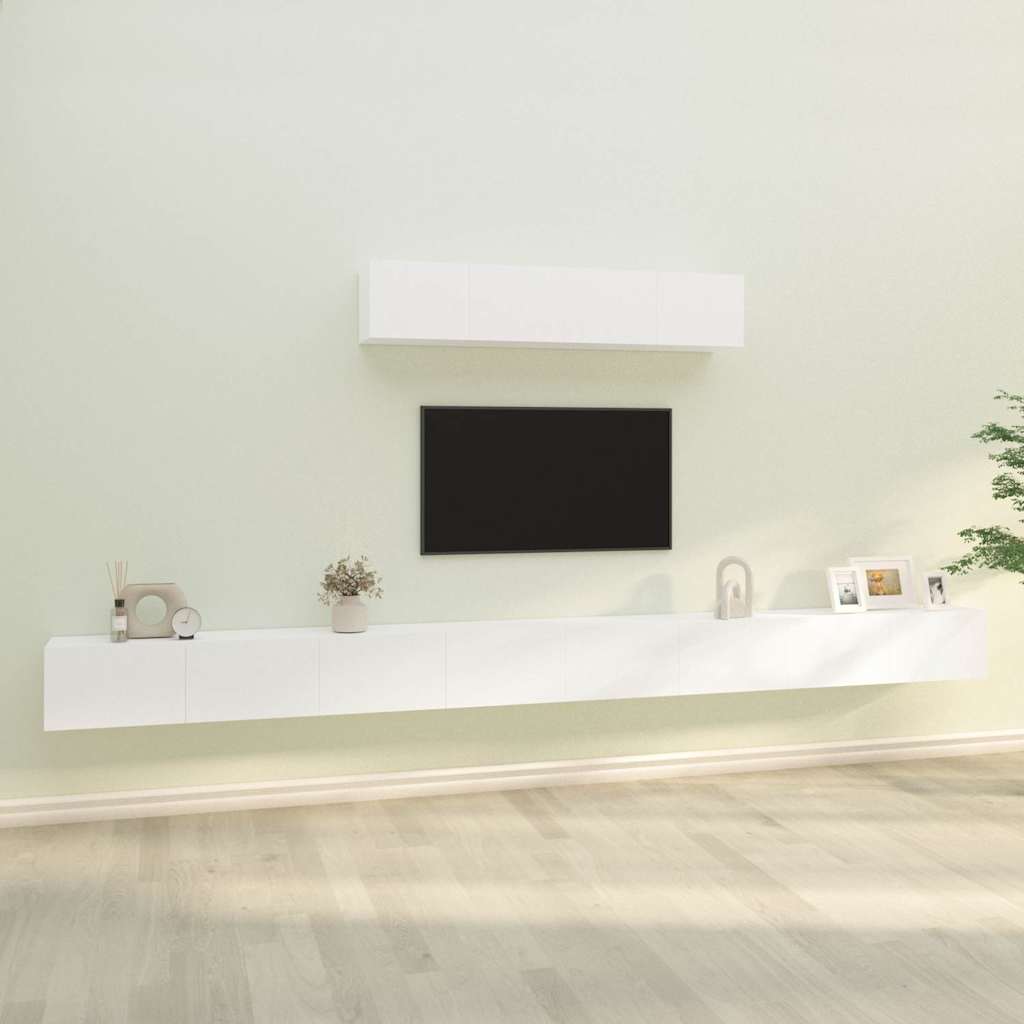 vidaXL 6 Piece TV Cabinet Set White Engineered Wood
