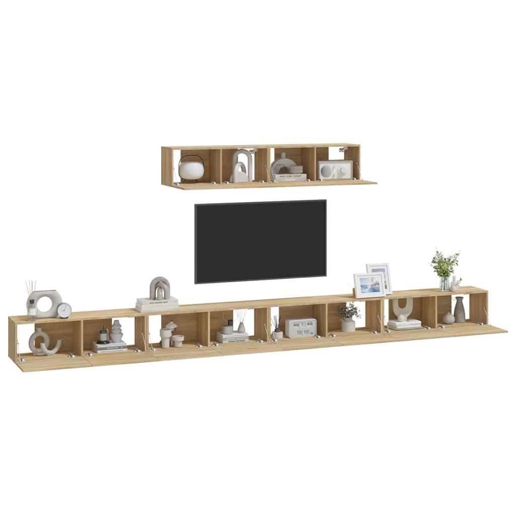 vidaXL 4 Piece TV Cabinet Set Sonoma Oak Engineered Wood
