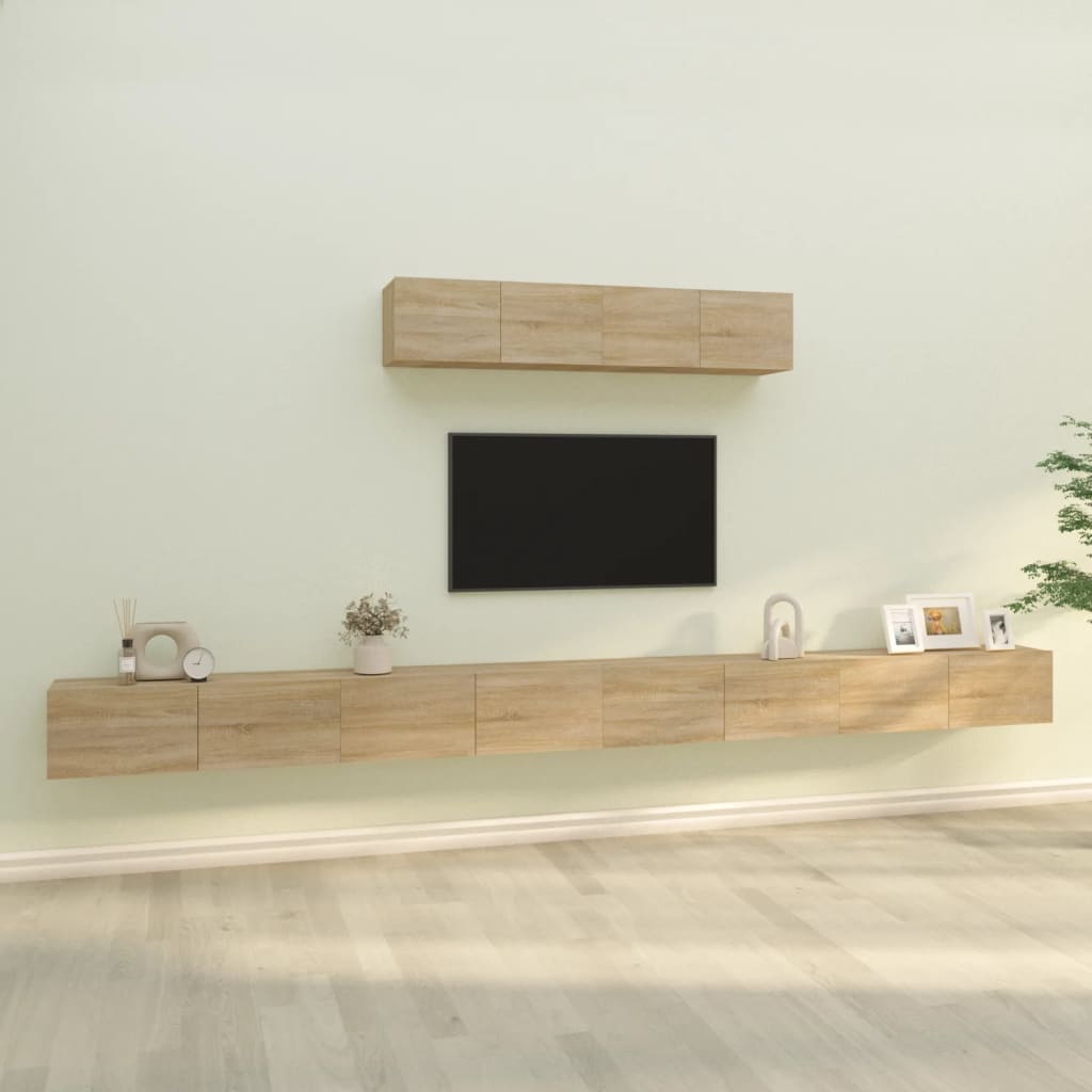 vidaXL 4 Piece TV Cabinet Set Sonoma Oak Engineered Wood