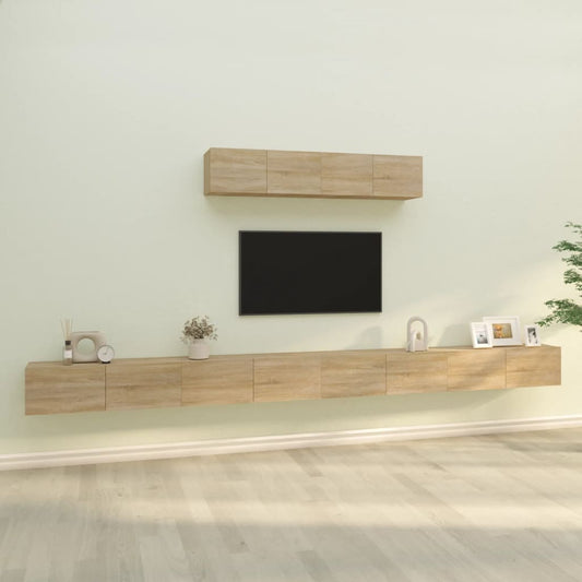 vidaXL 4 Piece TV Cabinet Set Sonoma Oak Engineered Wood