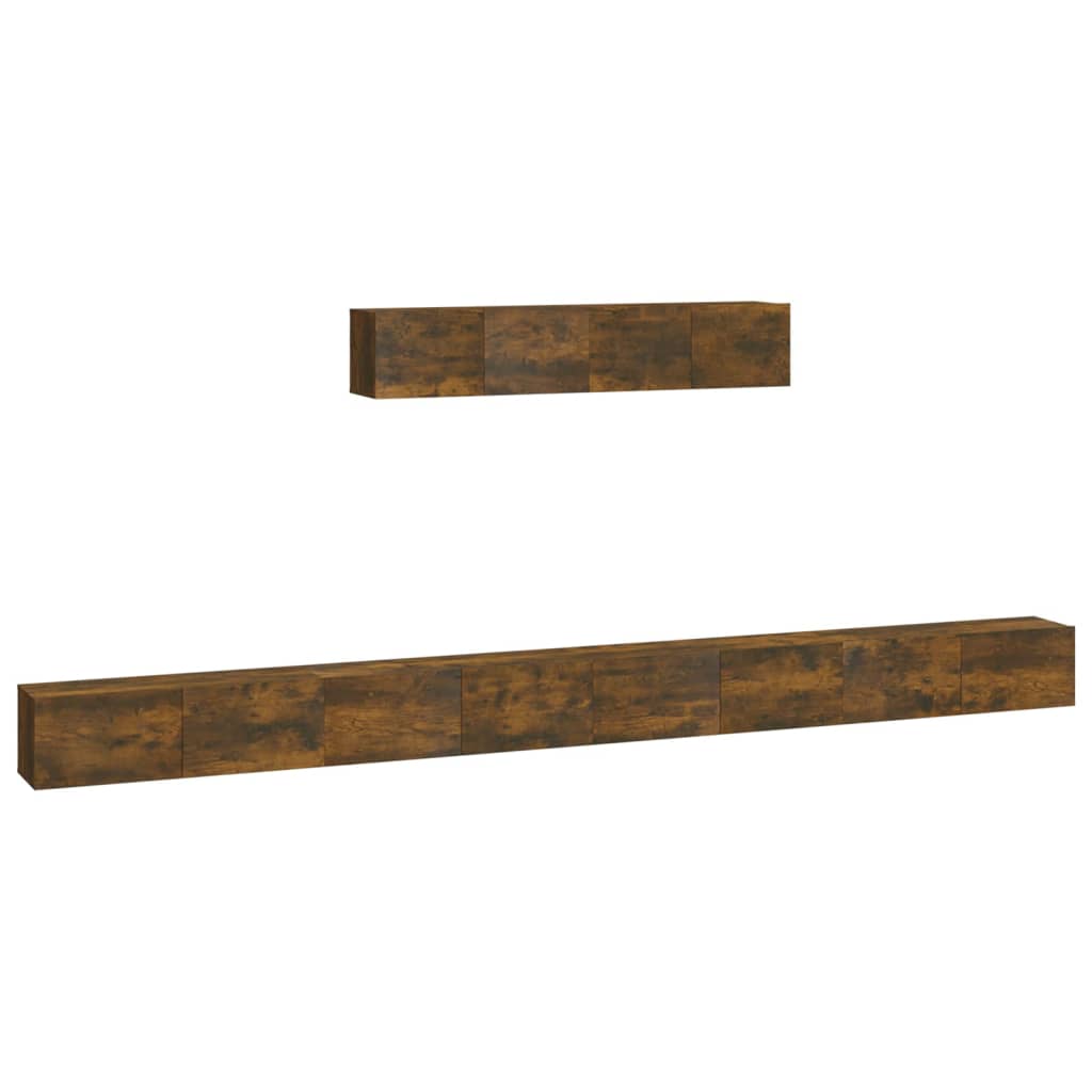 vidaXL 4 Piece TV Cabinet Set Smoked Oak Engineered Wood