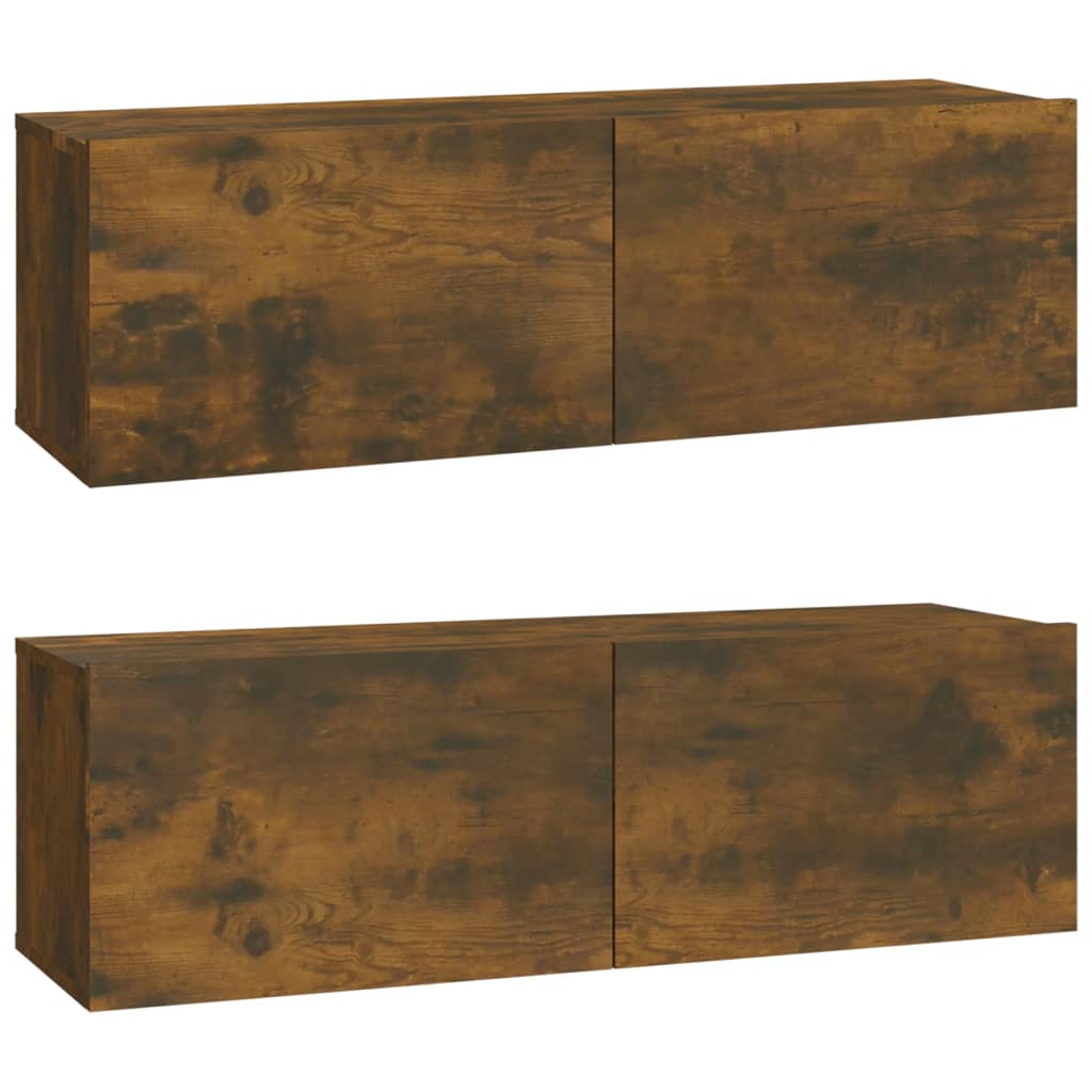 vidaXL 4 Piece TV Cabinet Set Smoked Oak Engineered Wood