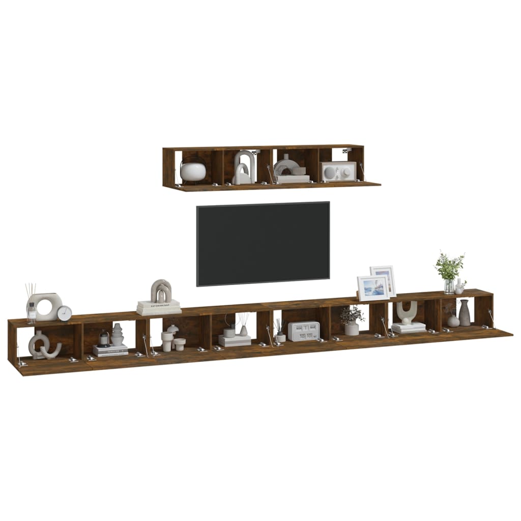 vidaXL 4 Piece TV Cabinet Set Smoked Oak Engineered Wood