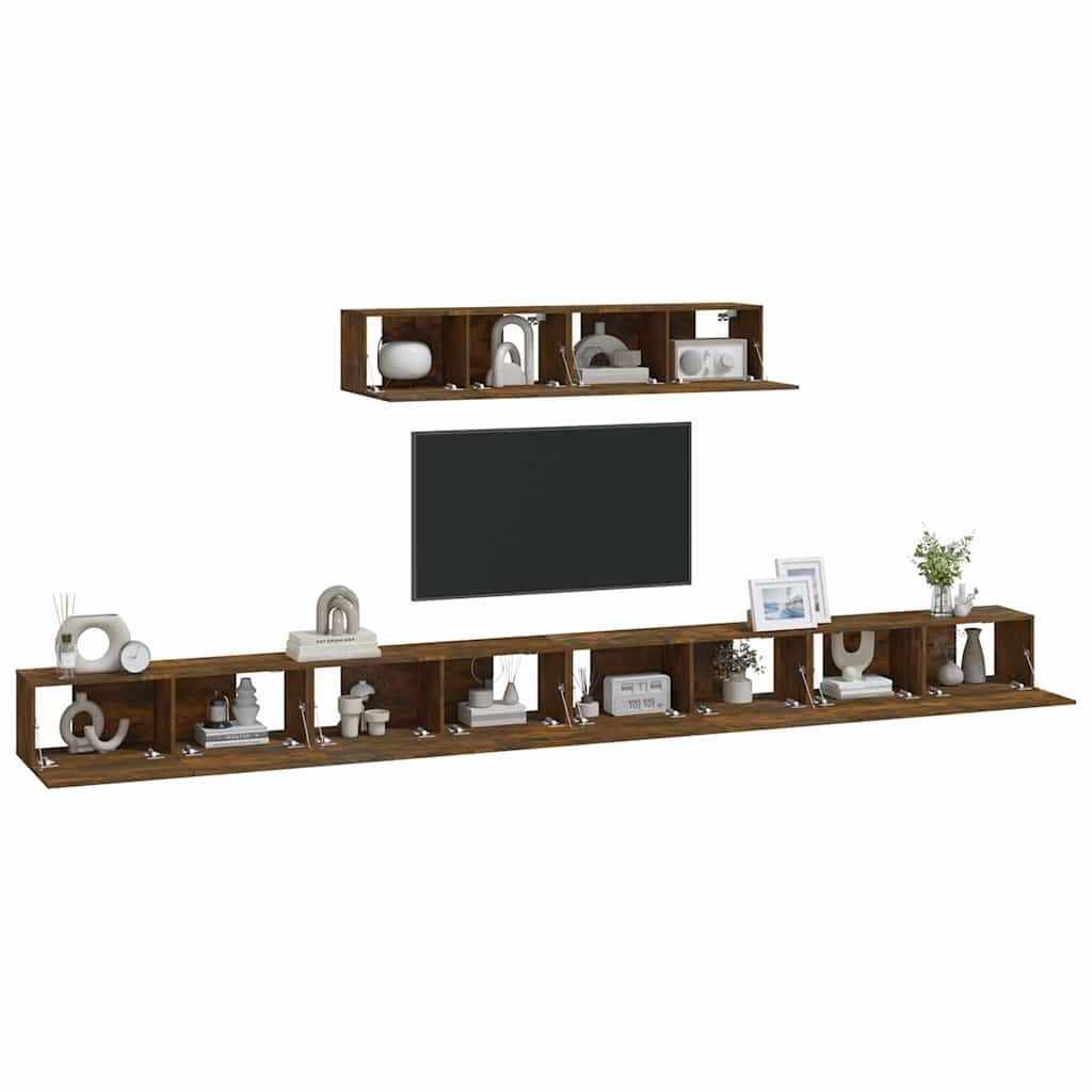 vidaXL 6 Piece TV Cabinet Set Smoked Oak Engineered Wood