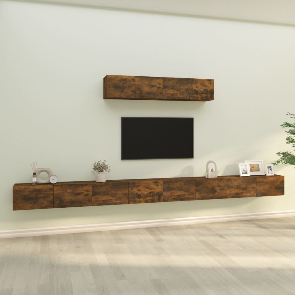 vidaXL 4 Piece TV Cabinet Set Smoked Oak Engineered Wood