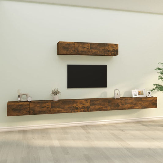 vidaXL 4 Piece TV Cabinet Set Smoked Oak Engineered Wood