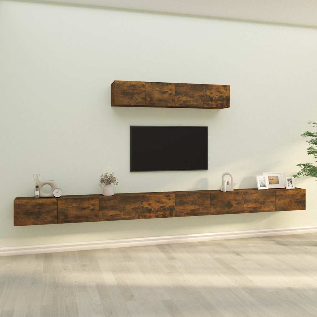 vidaXL 6 Piece TV Cabinet Set Smoked Oak Engineered Wood