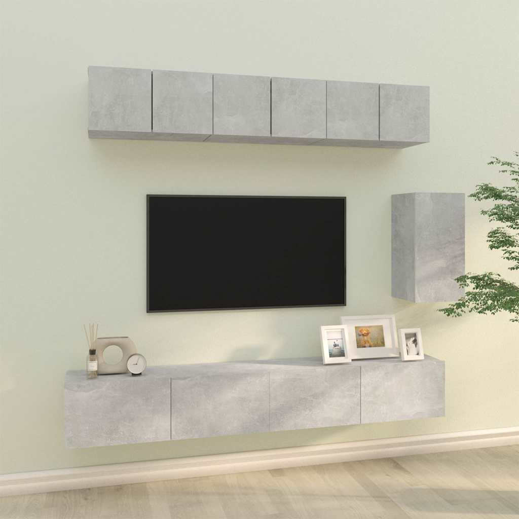 vidaXL 6 Piece TV Cabinet Set Concrete Grey Engineered Wood