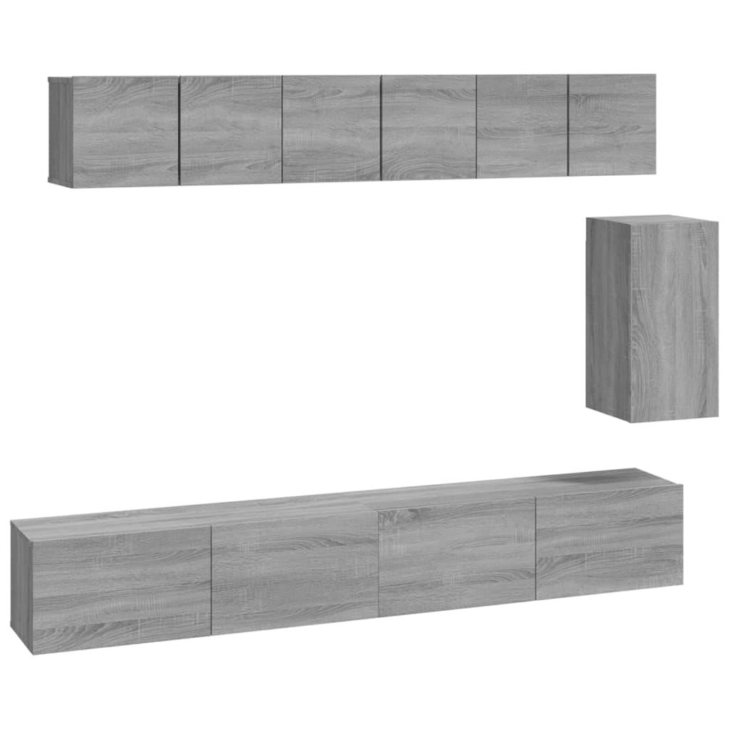 vidaXL 6 Piece TV Cabinet Set Grey Sonoma Engineered Wood