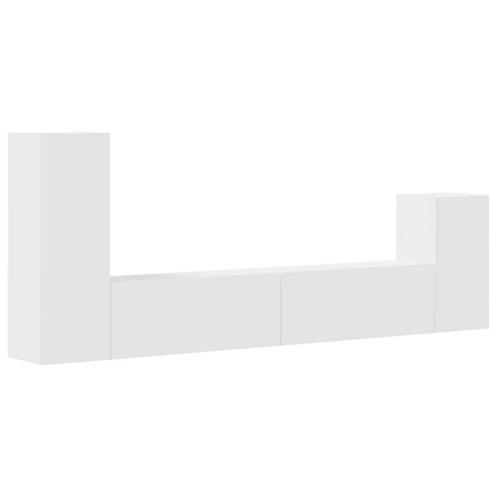 vidaXL 4 Piece TV Cabinet Set White Engineered Wood