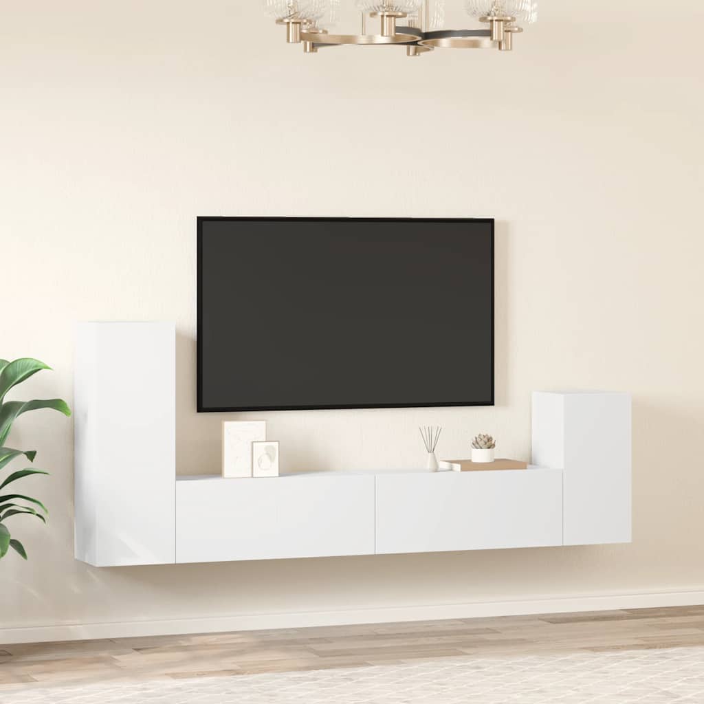 vidaXL 4 Piece TV Cabinet Set White Engineered Wood