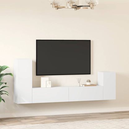 vidaXL 4 Piece TV Cabinet Set White Engineered Wood