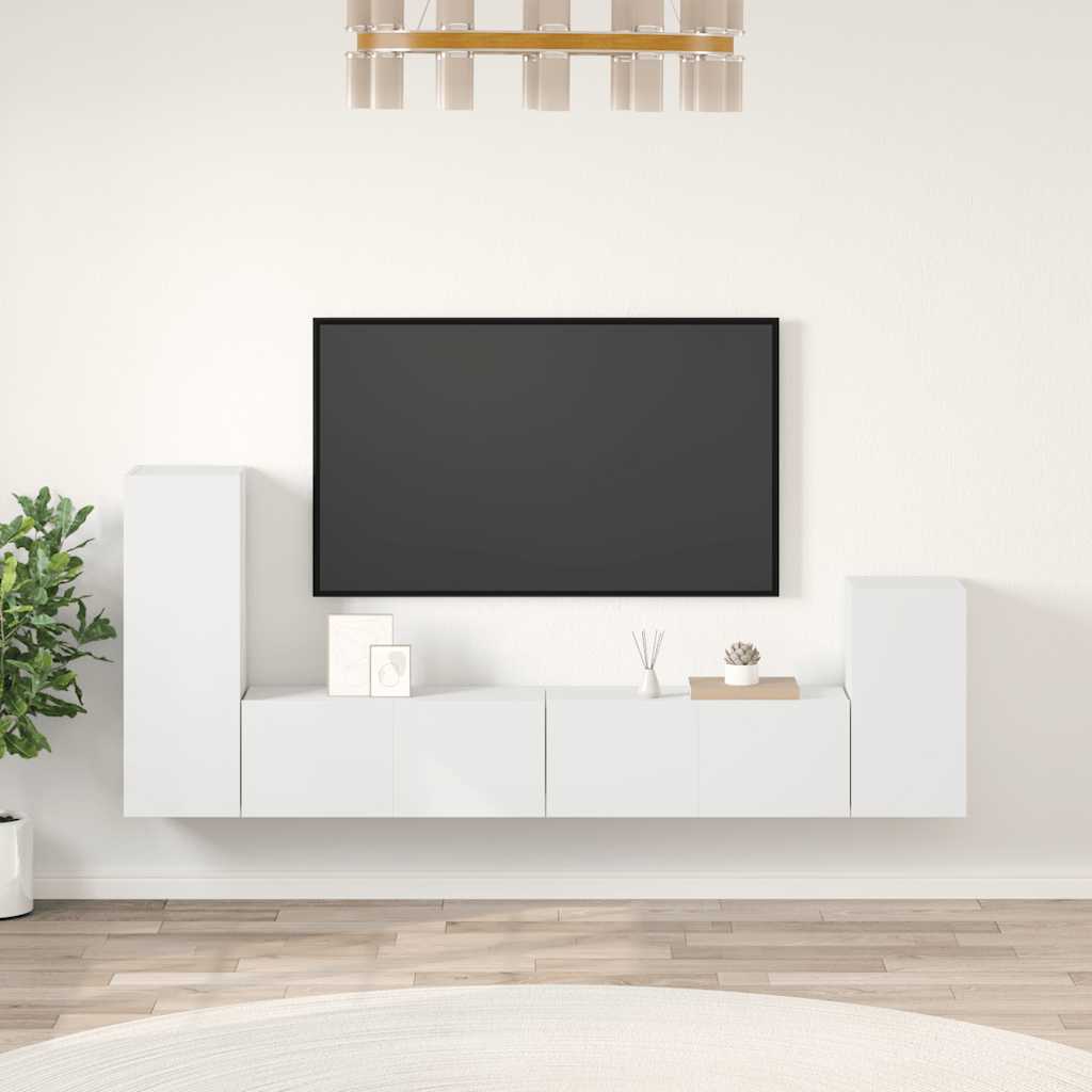 vidaXL 4 Piece TV Cabinet Set White Engineered Wood